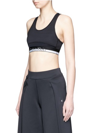 Front View - Click To Enlarge - CALVIN KLEIN PERFORMANCE - Mesh panel racerback sports bra