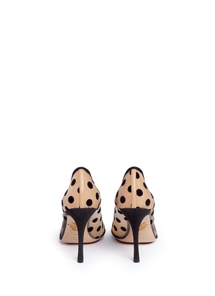 Back View - Click To Enlarge - CHARLOTTE OLYMPIA - 'Bacall' flocked polka dot mesh pumps