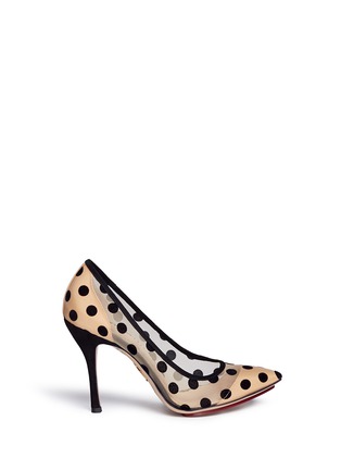 Main View - Click To Enlarge - CHARLOTTE OLYMPIA - 'Bacall' flocked polka dot mesh pumps