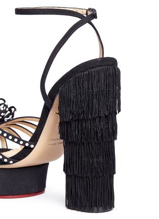 Detail View - Click To Enlarge - CHARLOTTE OLYMPIA - 'Miss Cha Cha Cha' fringed heel pearl embellished sandals