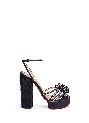 Main View - Click To Enlarge - CHARLOTTE OLYMPIA - 'Miss Cha Cha Cha' fringed heel pearl embellished sandals