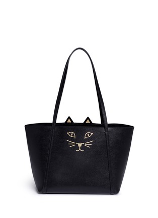 Main View - Click To Enlarge - CHARLOTTE OLYMPIA - 'Mini Feline Shopper' saffiano leather tote