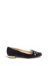 Main View - Click To Enlarge - CHARLOTTE OLYMPIA - 'LOL Kitty' embroidered velvet flats