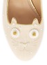 Detail View - Click To Enlarge - CHARLOTTE OLYMPIA - 'Floral Kitty' honeybee embroidered linen flats