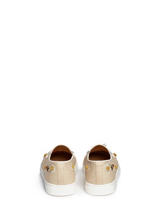 Back View - Click To Enlarge - CHARLOTTE OLYMPIA - 'Floral Alex' honeybee floral linen slip-ons