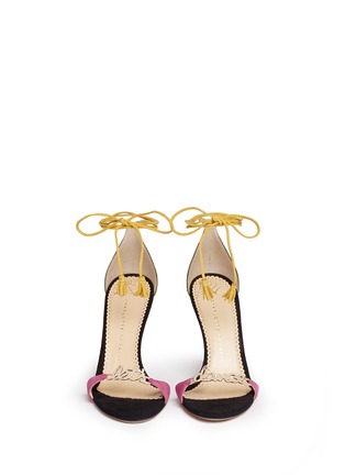Front View - Click To Enlarge - CHARLOTTE OLYMPIA - 'Let's Dance' wraparound tie suede sandals