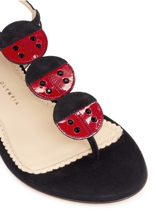 Detail View - Click To Enlarge - CHARLOTTE OLYMPIA - 'Lucky' ladybug T-bar suede sandals