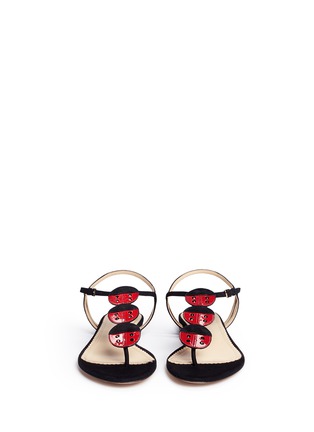 Front View - Click To Enlarge - CHARLOTTE OLYMPIA - 'Lucky' ladybug T-bar suede sandals