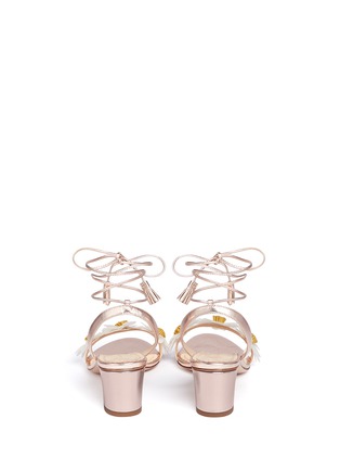 Back View - Click To Enlarge - CHARLOTTE OLYMPIA - 'Tara' daisy appliqué metallic leather sandals