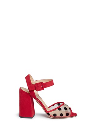 Main View - Click To Enlarge - CHARLOTTE OLYMPIA - 'Emma' polka dot mesh suede sandals