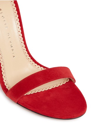 Detail View - Click To Enlarge - CHARLOTTE OLYMPIA - 'Salsa 95' scalloped trim tassel suede sandals