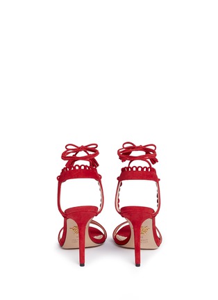 Back View - Click To Enlarge - CHARLOTTE OLYMPIA - 'Salsa 95' scalloped trim tassel suede sandals