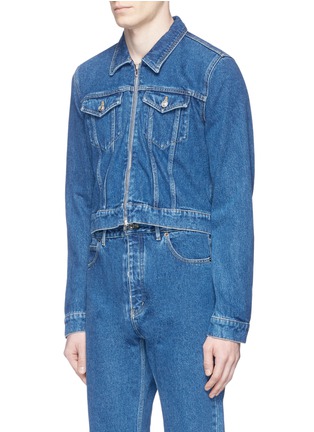 Front View - Click To Enlarge - BALENCIAGA - Cropped zip front denim jacket