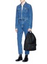 Figure View - Click To Enlarge - BALENCIAGA - Cropped zip front denim jacket