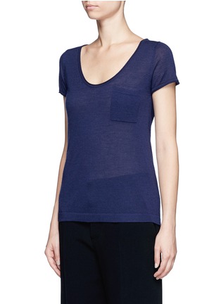 Front View - Click To Enlarge - CRUSH COLLECTION - Cashmere short sleeve pocket sweater
