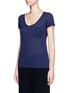 Front View - Click To Enlarge - CRUSH COLLECTION - Cashmere short sleeve pocket sweater
