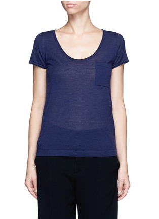 Main View - Click To Enlarge - CRUSH COLLECTION - Cashmere short sleeve pocket sweater