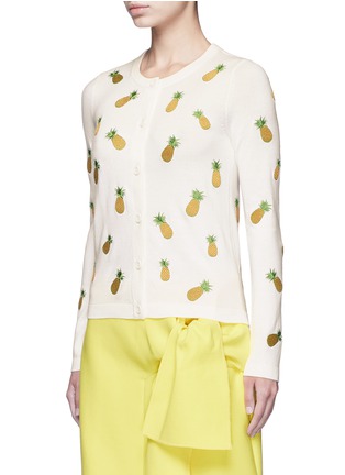 Front View - Click To Enlarge - ALICE & OLIVIA - Pineapple embroidery cotton cardigan