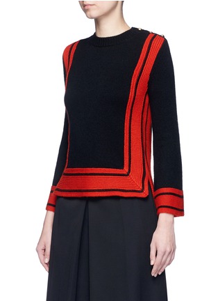Front View - Click To Enlarge - ALEXANDER MCQUEEN - Bell sleeve stripe cashmere sweater
