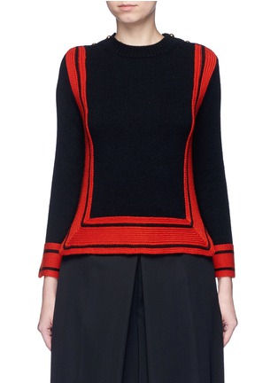 Main View - Click To Enlarge - ALEXANDER MCQUEEN - Bell sleeve stripe cashmere sweater