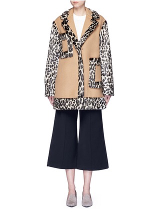 Main View - Click To Enlarge - STELLA MCCARTNEY - Colourblock leopard faux fur melton coat
