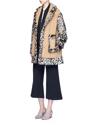Figure View - Click To Enlarge - STELLA MCCARTNEY - Colourblock leopard faux fur melton coat