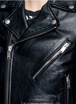 Detail View - Click To Enlarge - SAINT LAURENT - Belted leather motorcycle jacket
