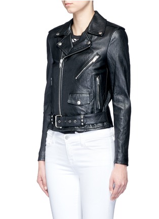 Front View - Click To Enlarge - SAINT LAURENT - Belted leather motorcycle jacket