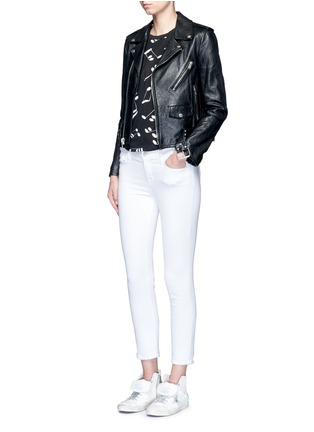 Figure View - Click To Enlarge - SAINT LAURENT - Belted leather motorcycle jacket