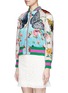 Front View - Click To Enlarge - GUCCI - Mix embroidery floral print satin bomber jacket