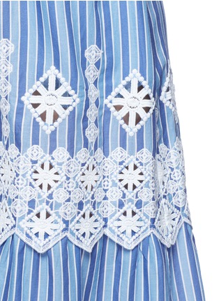 Detail View - Click To Enlarge - MIGUELINA - 'Carolina' cutwork embroidery stripe midi skirt