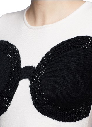 Detail View - Click To Enlarge - ALICE & OLIVIA - 'Stacey's Face' intarsia crystal embellished knit dress