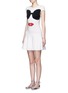 Front View - Click To Enlarge - ALICE & OLIVIA - 'Stacey's Face' intarsia crystal embellished knit dress