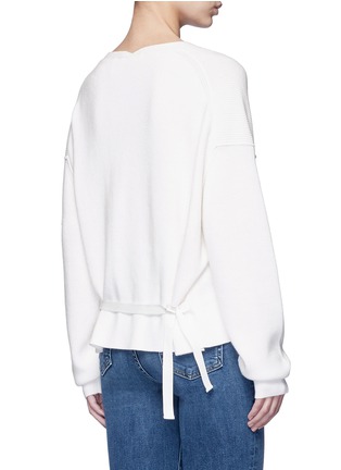 Back View - Click To Enlarge - HELMUT LANG - Belted V-neck cotton-cashmere sweater