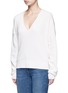 Front View - Click To Enlarge - HELMUT LANG - Belted V-neck cotton-cashmere sweater