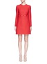 Main View - Click To Enlarge - VALENTINO GARAVANI - Bow appliqué mesh waist Crepe Couture dress