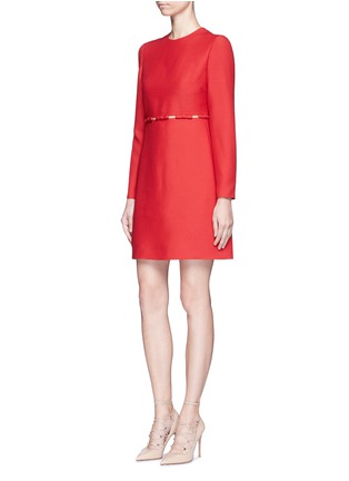 Figure View - Click To Enlarge - VALENTINO GARAVANI - Bow appliqué mesh waist Crepe Couture dress
