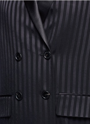 Detail View - Click To Enlarge - GIVENCHY - Textured stripe silk satin lapel crepe coat