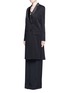 Front View - Click To Enlarge - GIVENCHY - Textured stripe silk satin lapel crepe coat