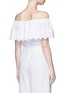 Back View - Click To Enlarge - MIGUELINA - 'Dakota' geometric embroidery off-shoulder cropped top