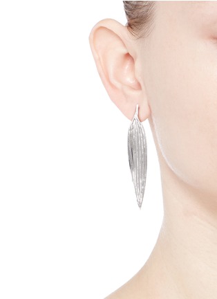 Figure View - Click To Enlarge - AWÜ - Bamboo leaf sterling silver drop earrings