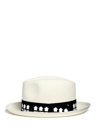 Figure View - Click To Enlarge - MAISON MICHEL - 'Joseph' slogan print band straw Panama hat