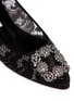 Detail View - Click To Enlarge - MANOLO BLAHNIK - 'Hangisi' crystal brooch lace skimmer flats