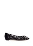 Main View - Click To Enlarge - MANOLO BLAHNIK - 'Hangisi' crystal brooch lace skimmer flats