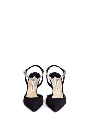 Front View - Click To Enlarge - MANOLO BLAHNIK - 'Ministra' crystal buckle suede pumps