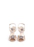 Front View - Click To Enlarge - MANOLO BLAHNIK - 'Celsus' crystal brooch fringe satin sandals