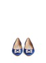 Front View - Click To Enlarge - MANOLO BLAHNIK - 'Hangisi' crystal brooch satin skimmer flats