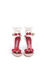 Front View - Click To Enlarge - MANOLO BLAHNIK - 'Xafiore' rose appliqué leather tie sandals