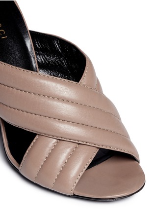 Detail View - Click To Enlarge - GUCCI - Webby' ribbed crisscross leather mule sandals