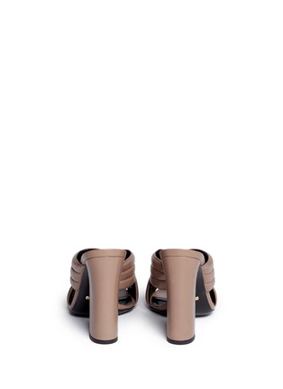 Back View - Click To Enlarge - GUCCI - Webby' ribbed crisscross leather mule sandals